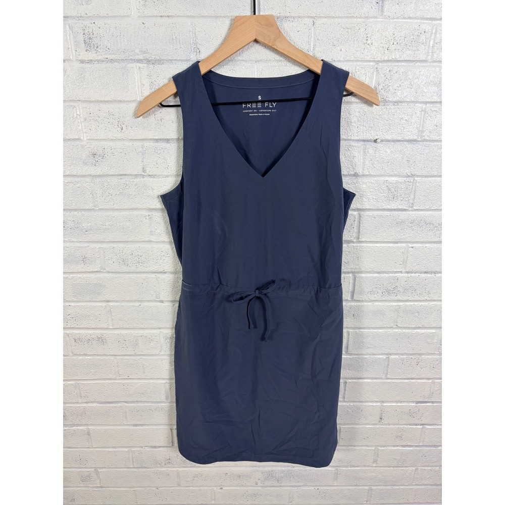 Free Fly Breeze Dress Womens S Blue Sleeveless Drawstring Waist Athleisure